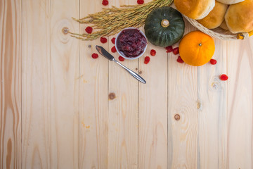 Happy Thanksgiving - Autumn fruit for Thanksgiving.Autumn nature. Fall fruit on wood. Thanksgiving(selective focus)