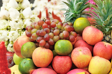 Naklejka na ściany i meble Colorful of Mixed fruit on fruit market shelf