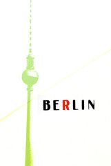 Berlin Vintage postcard - tv tower and letters on abstract backg