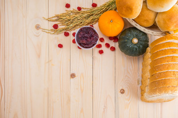 Happy Thanksgiving - Autumn fruit for Thanksgiving.Autumn nature. Fall fruit on wood. Thanksgiving(selective focus)