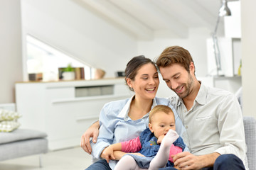 Portrait of happy family at home