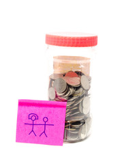 saving money bottle with message