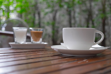 Coffee in cup on morning time