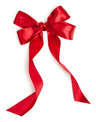 Red bow isolated on white background