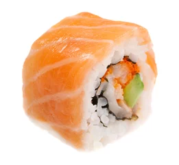 Gordijnen Maki sushi isolated on white background © Alexstar