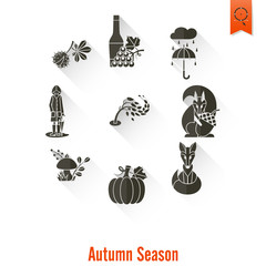 Set of Flat Autumn Icons