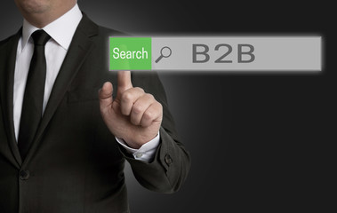b2b browser is operated by businessman concept