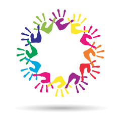 Vector conceptual children painted hand print isolated