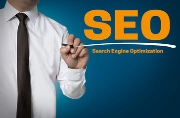 SEO is written by businessman background concept