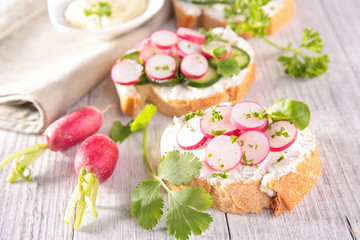 bread with cottage cheese and radish