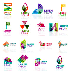 Geometric shapes company logo set, paper origami style