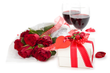 Roses and gift.