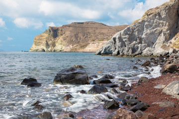 Fototapeta na wymiar Santorini - The Red beach from south part of the island.