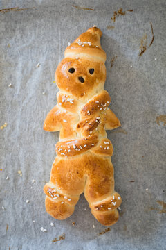 Traditional man-shaped bread baked for St Nicholas day in german-speaking countries