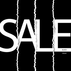 Black friday sale poster. Black friday sale banner. Torn paper effect. Vector illustration.