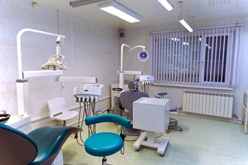 Interior dental office - chair and tools