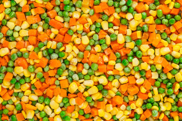 Frozen diced vegetables background