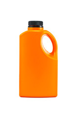 Orange color plastic bottle on white background