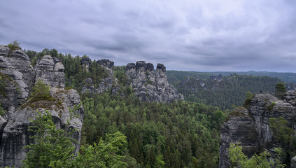 Fototapeta na wymiar Place for climbers in park Saxon Switzerland
