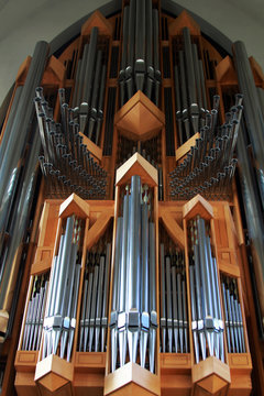 organ in the cathedral in Reykjavik city