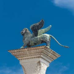 Sculpture of winged  lion of Venice at Doge Palace, Venice, Ital