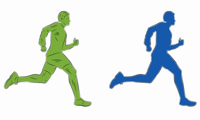 man runner, vector sketch