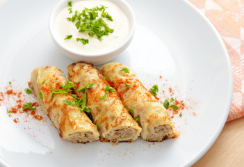 Pancakes Stuffed With Meat