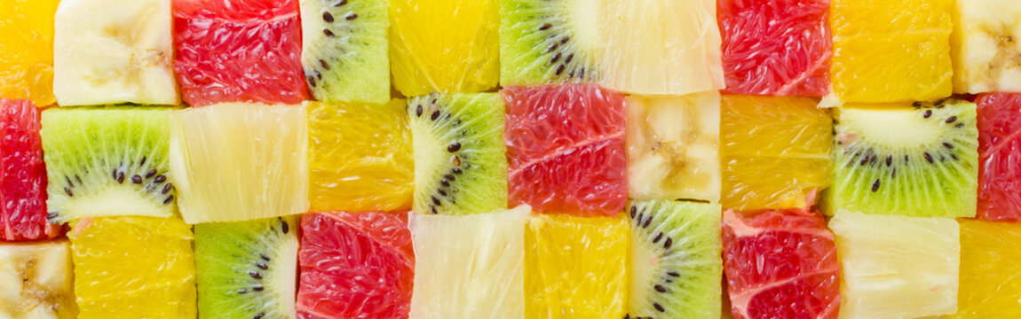 Cube shaped fruits background