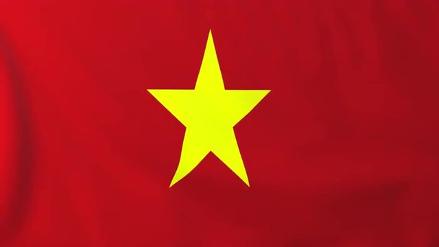 Flag of Vietnam, slow motion waving. Rendered using official design and colors. Highly detailed fabric texture. Seamless loop in full 4K resolution. ProRes 422 codec.