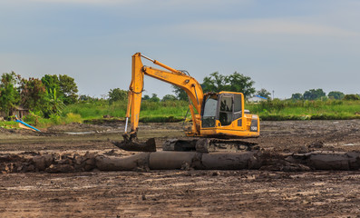 Obraz premium Excavator, movement at working