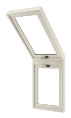 brown wooden window isolated on white background