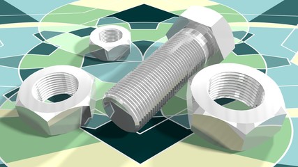 nuts and bolt on textured background 
