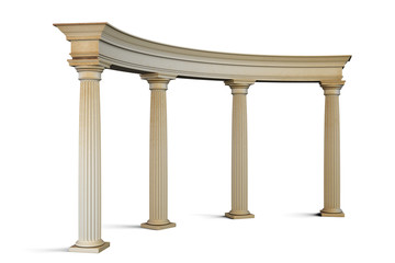 Entrance group with columns in the classical style on a white. 3