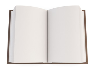 Open book isolated on white background. Top view. 3d.