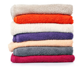 Colorful towels isolated on white