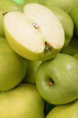 Ripe green apples close up