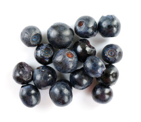 Pile of blueberries isolated on white