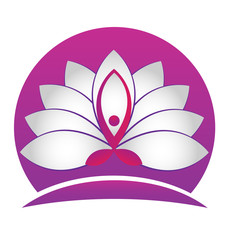 Yoga man lotus white flower logo