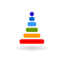 baby rainbow pyramid flat vector icon with shadow