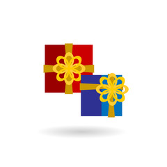 Colored Christmas gift with bow and shadow