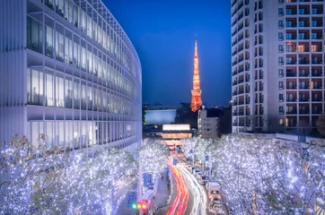 Fotobehang Winterverlichting in Tokyo gezien vanaf Roppongi Hills © Wiennat M