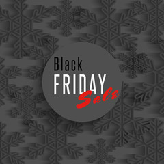 Black friday sale poster, snowflakes and xmas discount offer poster, promotion sticker