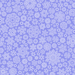 Christmas seamless doodle pattern with snowflakes