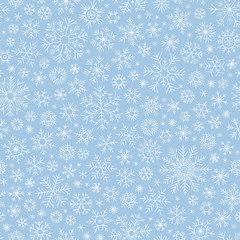 Christmas seamless doodle pattern with snowflakes