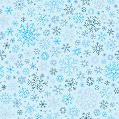 Christmas seamless doodle pattern with snowflakes
