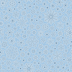 Christmas seamless doodle pattern with snowflakes