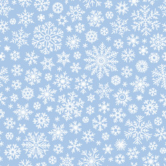 Christmas seamless doodle pattern with snowflakes