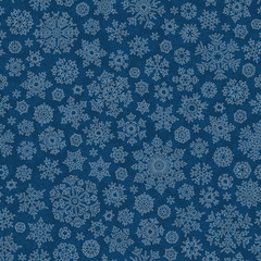 Christmas seamless doodle pattern with snowflakes