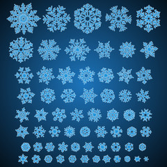 Set of different hand-drawn snowflakes