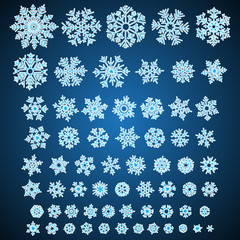 Set of different hand-drawn snowflakes
